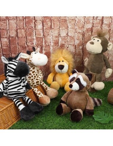 Conjunto de 8 Animales de Peluche Safari Elcoho 24.89 cm