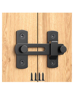 Cerradura de Puerta de Granero DOBLE 2 C, Acero al Carbono, Negra