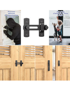 Cerradura de Puerta de Granero DOBLE 2 C, Acero al Carbono, Negra 2