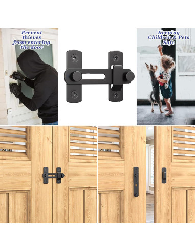 Cerradura de Puerta de Granero DOBLE 2 C, Acero al Carbono, Negra