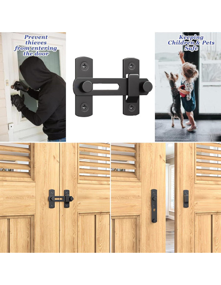 Cerradura de Puerta de Granero DOBLE 2 C, Acero al Carbono, Negra