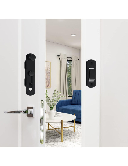 Cerradura de Puerta de Granero DOBLE 2 C, Acero al Carbono, Negra