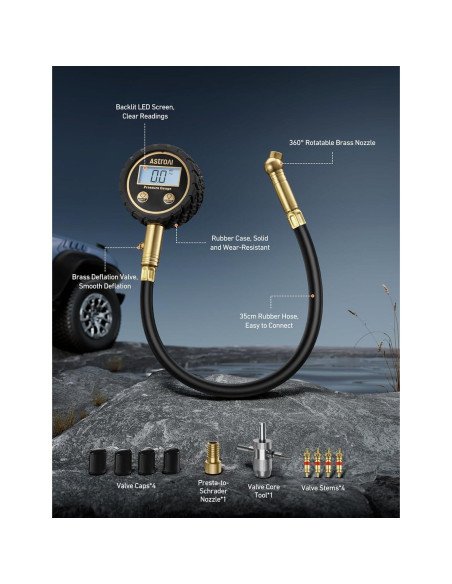 Medidor Digital de Presión de Neumáticos AstroAI Pro 3-250 PSI
