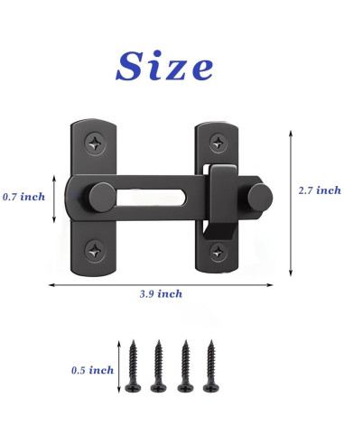 Cerradura de Puerta de Granero DOBLE 2 C, Acero al Carbono, Negra