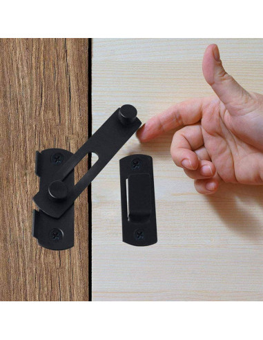 Cerradura de Puerta de Granero DOBLE 2 C, Acero al Carbono, Negra