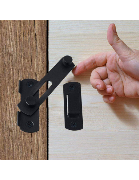 Cerradura de Puerta de Granero DOBLE 2 C, Acero al Carbono, Negra