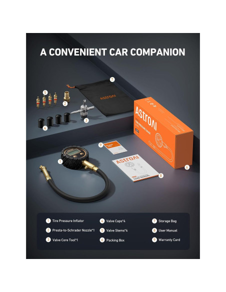 Medidor Digital de Presión de Neumáticos AstroAI Pro 3-250 PSI