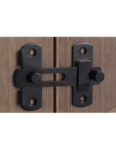 Cerradura de Puerta de Granero DOBLE 2 C, Acero al Carbono, Negra