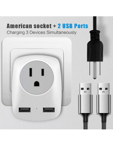 Adaptador de Enchufe JARVANIA Tipo-L para Italia y Chile