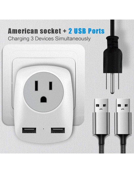 Adaptador de Enchufe JARVANIA Tipo-L para Italia y Chile