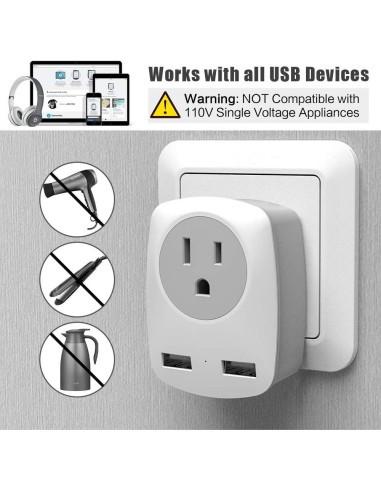 Adaptador de Enchufe JARVANIA Tipo-L para Italia y Chile