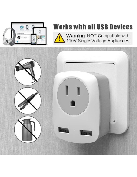 Adaptador de Enchufe JARVANIA Tipo-L para Italia y Chile