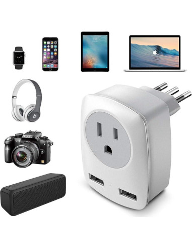 Adaptador de Enchufe JARVANIA Tipo-L para Italia y Chile