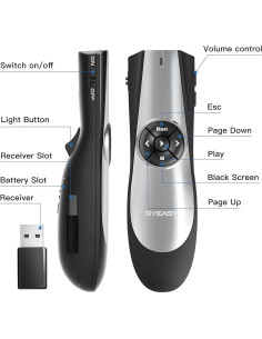 Presentador Inalámbrico BYEASY P5000 con Puntero Láser Rojo 2