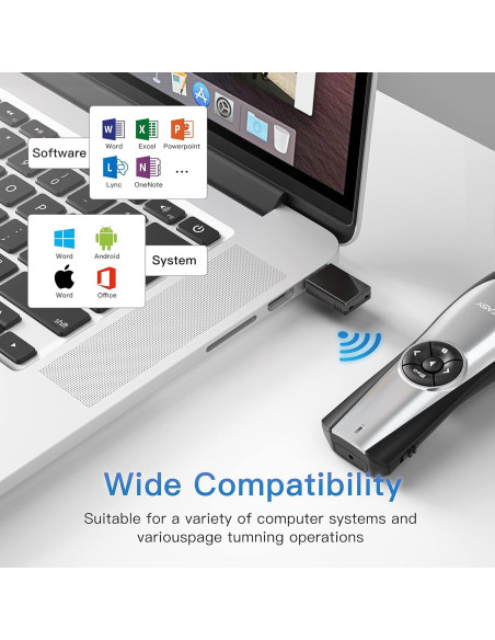 Presentador Inalámbrico BYEASY P5000 con Puntero Láser Rojo