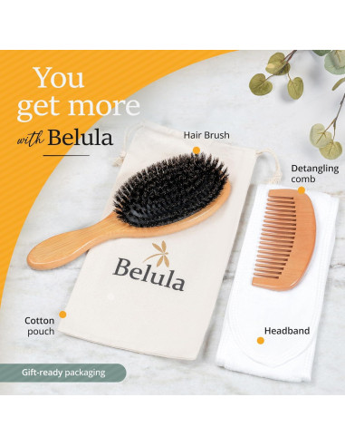 Cepillo de Cerdas de Jabalí Belula para Cabello Fino - Set Completo
