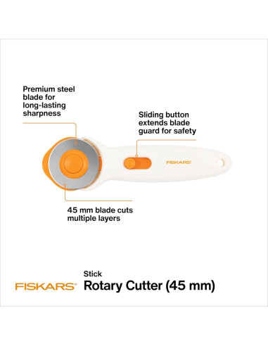 Cortador Rotativo Fiskars 45mm Acero Premium para Tela