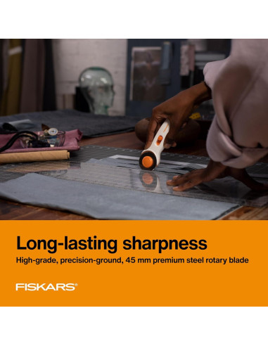 Cortador Rotativo Fiskars 45mm Acero Premium para Tela