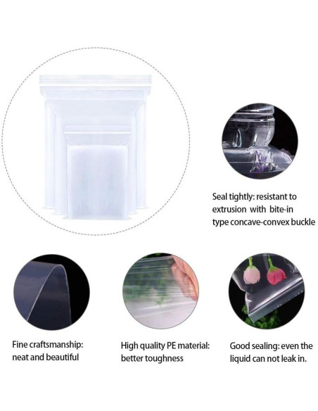 Bolsas de Plástico Transparentes BornFeel 300pcs 3 Tamaños