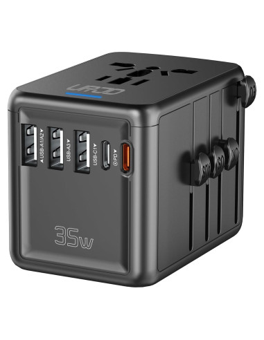 Adaptador de Viaje Universal URJD 35W Carga Rápida 6 Puertos