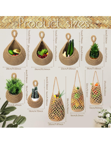 9 Cestas Colgantes de Yute Woanger para Almacenamiento Cocina