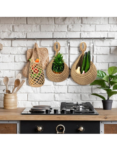 9 Cestas Colgantes de Yute Woanger para Almacenamiento Cocina