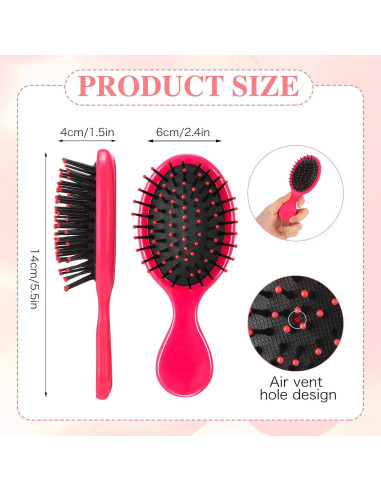Mini Cepillos para el Cabello Nuenen 3 Piezas Viaje Suaves