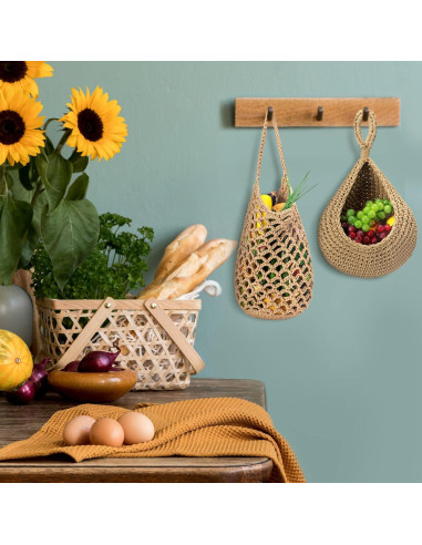 9 Cestas Colgantes de Yute Woanger para Almacenamiento Cocina
