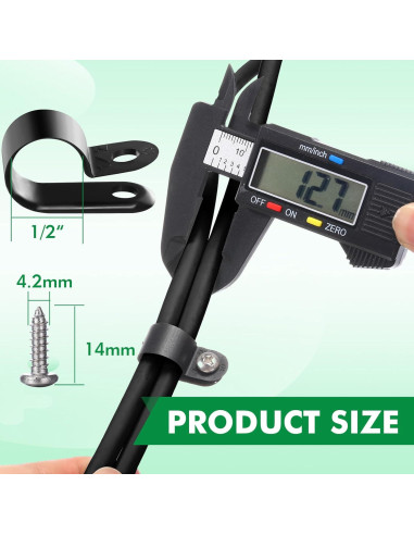 Clips de Cable R Tipo Hicarer 50 Piezas Nylon Negro 1.4 cm