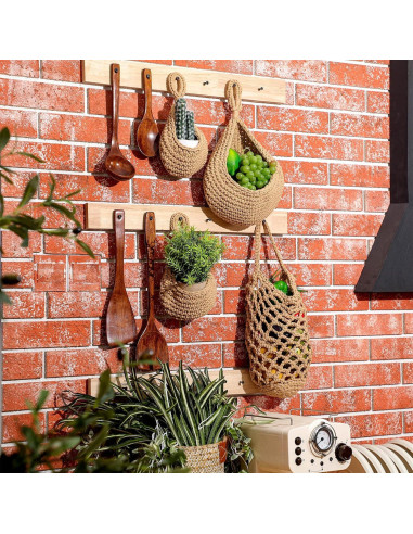 9 Cestas Colgantes de Yute Woanger para Almacenamiento Cocina