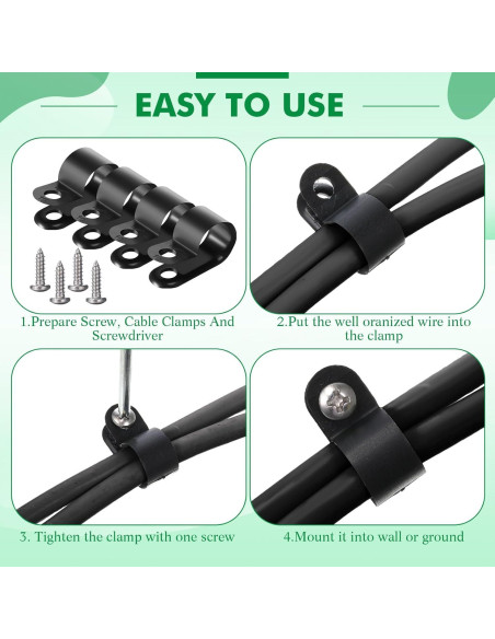 Clips de Cable R Tipo Hicarer 50 Piezas Nylon Negro 1.4 cm