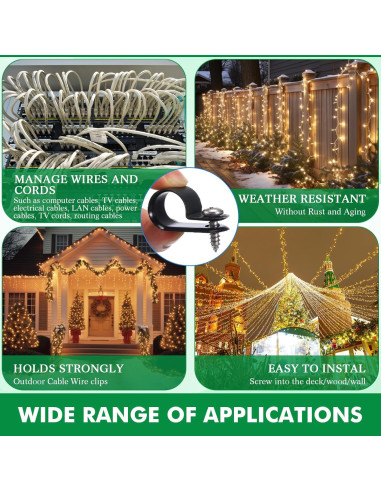 Clips de Cable R Tipo Hicarer 50 Piezas Nylon Negro 1.4 cm