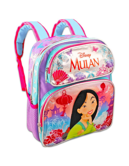 Conjunto Mochila Mini Mulan Disney 30.48 cm + Botella y Stickers