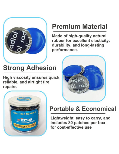 Kit de Reparación de Neumáticos BONFQERT 80 Pcs 2.4"