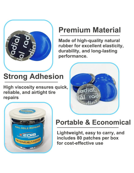 Kit de Reparación de Neumáticos BONFQERT 80 Pcs 2.4"