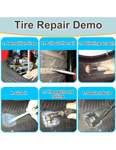 Kit de Reparación de Neumáticos BONFQERT 80 Pcs 2.4"