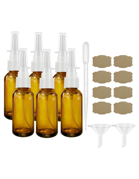 Botellas de Spray Nasal Vacías GIVAMEIHF 6Pcs 30ml Ámbar