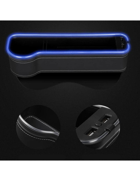 Organizador Tumecos para Espacio entre Asientos con Luz y Carga USB
