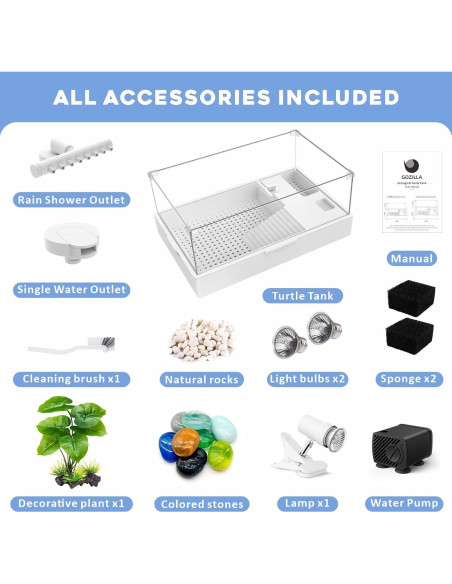 Kit de Acuario Grande GOZILLA GZ-500TB para Tortugas 50cm