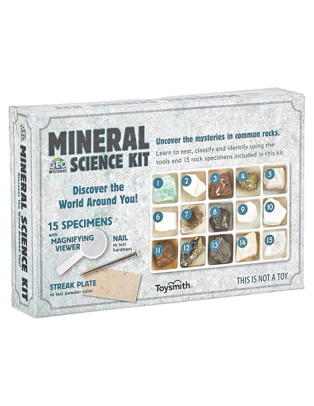 Kit de Ciencia Mineral Toysmith 15 Especímenes para Jóvenes Geólogos