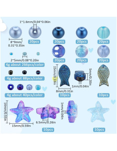 Kit de Cuentas Oceánicas 540pcs SUNNYCLUE Vidrio Azul DIY 2