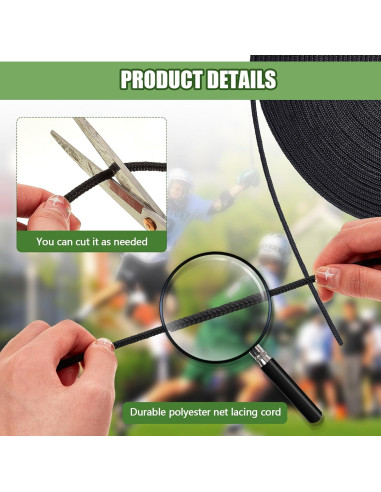 Cordón de Red de Lacrosse Wowangce 28m x 4mm Negro - 2 Pcs