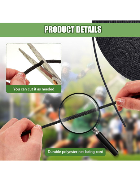 Cordón de Red de Lacrosse Wowangce 28m x 4mm Negro - 2 Pcs