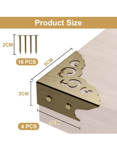 4 Protectores de Esquinas Metálicos RFORPLY Bronce 5.4cm 2