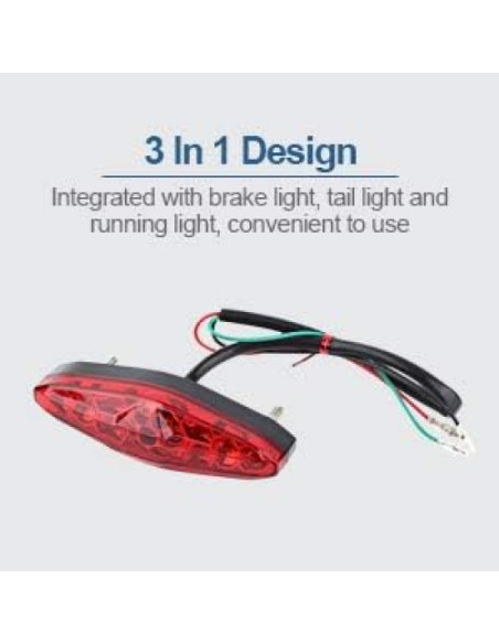 Luz Trasera LED de Motocicleta Keenso 12V 15 LEDs Resistente al Agua