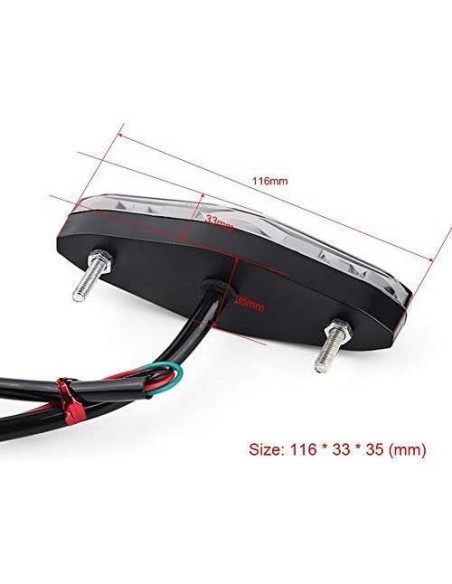 Luz Trasera LED de Motocicleta Keenso 12V 15 LEDs Resistente al Agua