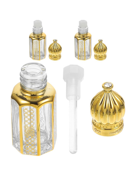 3 Botellas de Perfume Árabes Vintage LALAFINA 3ml Cristal