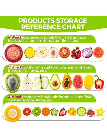 Conjunto de Recipientes de Silicona para Aguacate y Verduras
