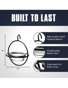 Comedero Colgante Zazu Monarch Abode con Tazón de Vidrio 22cm 2