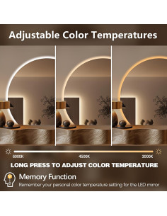 Espejo LED Niccy Semi Redondo 71.12 cm a Prueba de Agua 2